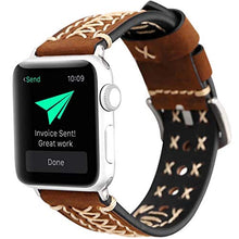 Load image into Gallery viewer, Compatible with Apple Watch Band 42mm 44mm, [Vintage Hand-Stitched Thread] Genuine Leather Watch Strap Replacement Wristband Bracelet for Apple Watch Series 4 (44mm) Series 3 Series 2 Series 1 (42mm)
