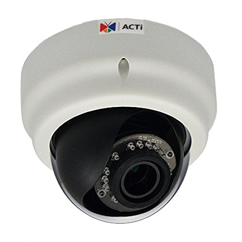 ACTi E69 2MP Indoor IP Dome Camera: Day/night, IR, Basic WDR, SLLS, Vari-focal lens, f2.8-12mm/F1.4, H.264, 1080p/30fps, DNR, Audio, Local Storage, PoE, IK09, I/O, 3yr