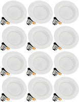 TORCHSTAR 12-Pack 4 Inch LED Recessed Retrofit Downlight, Baffle Trim, Dimmable Retrofit Recessed Lighting with LED Driver, 10W (65W Equiv.), CRI 90, UL Listed, 655lm, 5000K Daylight, Wet Location