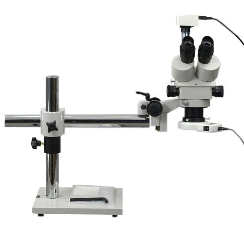 OMAX 3.5X-90X Digital Trinocular Single-Bar Boom Stand Stereo Microscope with 54 LED Ring Light and 1.3MP USB Digital Camera