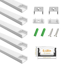 Load image into Gallery viewer, LightingWill 6.6ft/2M 25 Pack(164ft/50M) 9x17mm Silver U Shape LED Aluminum Channel Set Internal Width 12mm with White Cover, End Caps and Mounting Clips for LED Strip Light Installations-U02S2M25
