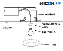 Load image into Gallery viewer, Nicor Lighting 6 Inch White Recessed Shower Trim With Albalite Lens (17505)
