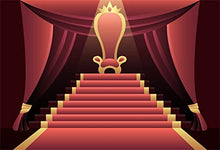 Load image into Gallery viewer, Laeacco Red Carpet Stage Backdrop 10x8ft Vinyl Cartoon Vintage Red Carpet Stairs to Throne Spotlight Photography Background Studio Child Adult Bride Wedding Portrait Shoot Show Party Banner
