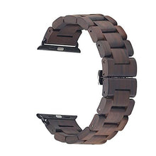 Load image into Gallery viewer, Wooden Watch Strap Band 42mm/44mm/45mm with Stainless Steel Butterfly Buckle Compatible for iWatch Series 1 2 3 4 5 6 7(Brown)
