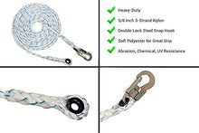 Load image into Gallery viewer, Pelican Rope 5/18&quot; x 25&#39; Polyester Composite Vertical Lifeline Rope with Steel Snaphook and Thimble Ends
