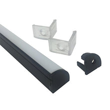 Load image into Gallery viewer, LightingWill 5-Pack V-Shape LED Aluminum Channel System 3.3ft/1M Anodized Black Corner Mount Extrusion for &lt;12mm Width SMD3528 5050 LED Strips with Milky White Cover, End Caps, Clips V02B5
