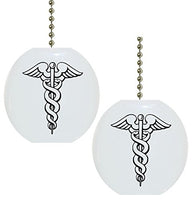 Set of 2 Caduceus Medical Symbol Solid Ceramic Fan Pulls