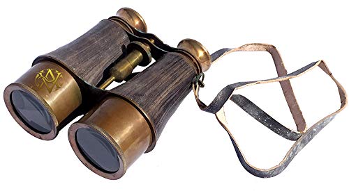 Maritime Rusty Leather Cover Brass Binocular Retro Handmade High Magnification Pirates Telescope Article Vintage Nautical Gift