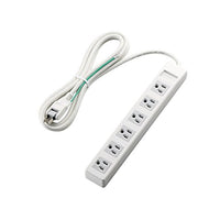 ELECOM Power Strip 3 pins 6 Outlet 2.5m [White] T-T1A-3625WH (Japan Import)