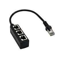 Load image into Gallery viewer, Kesoto RJ45 1 Male to 3 Female Socket Port LAN Ethernet Network Splitter Cable Cord Hubs Compatible wih Cat5 Cat5e Cat6 Cat7 Black
