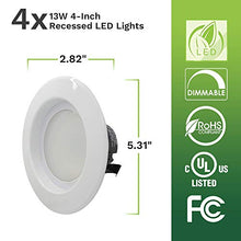 Load image into Gallery viewer, 4 Pack Bioluz LED 4-inch 13 Watt 90 CRI Dimmable LED Retrofit Recessed Lighting Fixture - 2700K LED Ceiling Light - 910 Lumen Recessed Downlight UL-listed JA8 CEC
