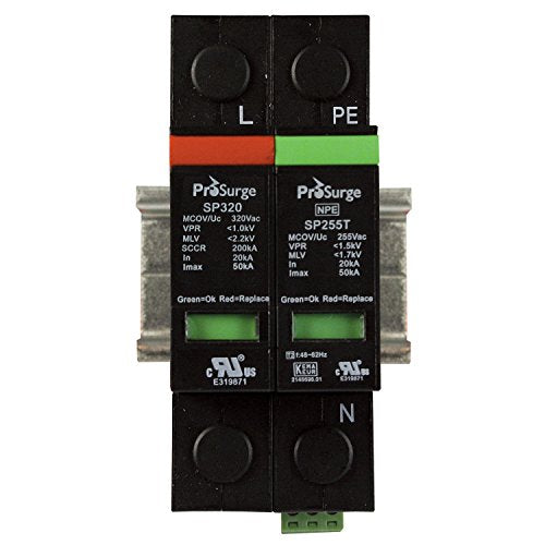 ASI ASISP320-PN UL 1449 4th Ed. DIN Rail Mounted Surge Protection Device, 2 Pole, 277 Vac, Pluggable MOV and GDT Module