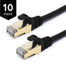Load image into Gallery viewer, Buhbo CAT 8 Ethernet Cable 10 ft SSTP Shielded Network Cable Category 8 RJ45 26AWG (10-Pack) Black

