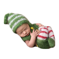 Cute Newborn Baby Boy Girl Photography Photo Shoot Props Outfits Crochet Knitted Christmas Clothes Mohair Hat Rompers