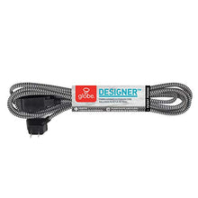 Load image into Gallery viewer, Globe Electric 22888 Designer Series 9-ft Fabric Extension Cord, 3 Polarized Outlets, Right Angle Plug, 125 Volts, Black and White

