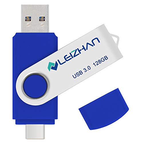 leizhan 128gb USB 3.0 Flash Drive for Samsung Galaxy S4 S5 S6 S7 HTC Nokia Moto Huawei, Micro-USB 3.0 Pen Drive, Blue