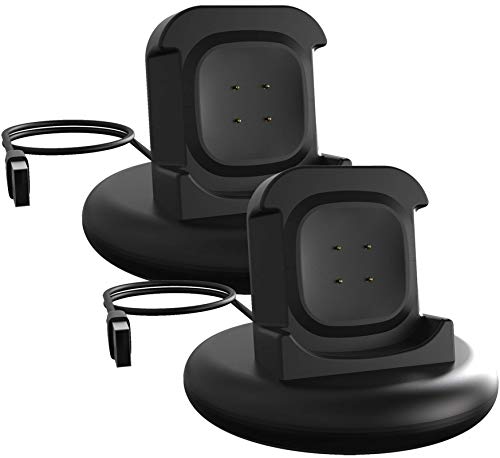 TenCloud Replacement Charger Compatible with Fitbit Sense/Versa 3 Charger Dock Non Slip Cradle Stand 3.3ft/1M Charging Cable Holder for Versa 3 /Sense Smartwatch (Twin Black)
