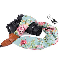 Elvam Universal Men and Women Scarf Camera Strap Belt Compatible with DSLR, SLR, Instant,Digital Camera - Retro Green Floral Pattern