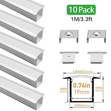 Load image into Gallery viewer, LightingWill Spot Free LED Aluminum Channel 10-Pack 3.3ft/1M 36x24mm Silver U-Shape Aluminum Profile Internal Width 20mm with Diffuser Cover, End Caps and Mounting Clips for LED Strip Light-U05S10
