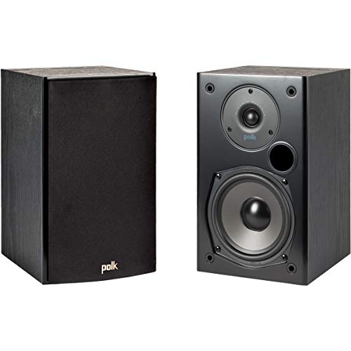 Polk Audio T15 100 Watt Home Theater Bookshelf Speakers  Hi-Res Audio with Deep Bass Response | Dolby and DTS Surround | Wall-Mountable| Pair, Black