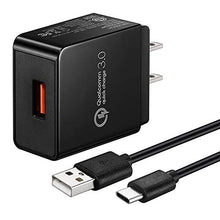 Load image into Gallery viewer, 18W USB C High-Speed Charger Adapter Compatible with ZTE Zmax Pro Z981/Blade Z Max Z982/ZTE Zpad/Grand X3 Z959 /Grand X4 Z956 /Max XL/MAX Duo/Grand X Max 2 Z988 /Axon 9 Pro/Axon 7, 5Ft Charger Cable
