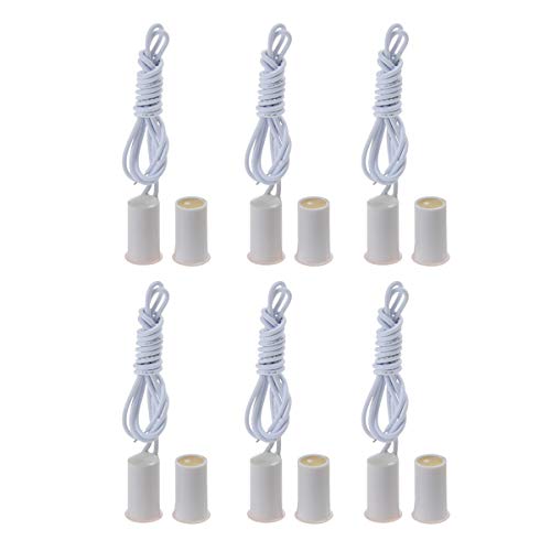 YXQ 6Sets NC Door Window Magnetic Reed Switch Sensor Mount Wired Recessed Alarm Security System Normally Close White