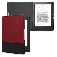 kwmobile Case Compatible with Kobo Aura H2O Edition 1 - PU Leather and Canvas e-Reader Cover - Dark Red/Black