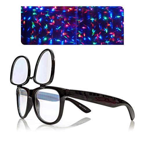 Premium Double Diffraction Glasses in Black Frames. Ideal for Festivals, Lights, Raves, Fireworks, and More