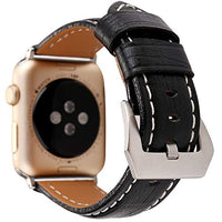 Compatible with Apple Watch Band 49mm 45mm 44mm 42mm 41mm 40mm 38mm, [Crocodile Pattern] Genuine Cow Leather Watch Strap Replacement Wristband for iWatch Series Ultra 8 7 6 5 4 3 2 1 SE