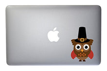 Load image into Gallery viewer, Cute Thanksgiving Owl - 5 Inch Full Color Vinyl Decal For Macbook, Laptop, or other accessories
