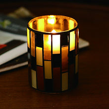 Load image into Gallery viewer, Home Impressions Multi Color Tiled Pattern Mosaic Glass with Flameless Led Candle with Timer
