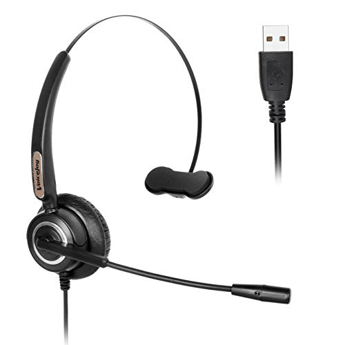 USB Plug Corded Headphone Call Center Comfort Noise Cancelling Headset with Adjustable Mic, Mute Volume Control for Laptops PC Computers