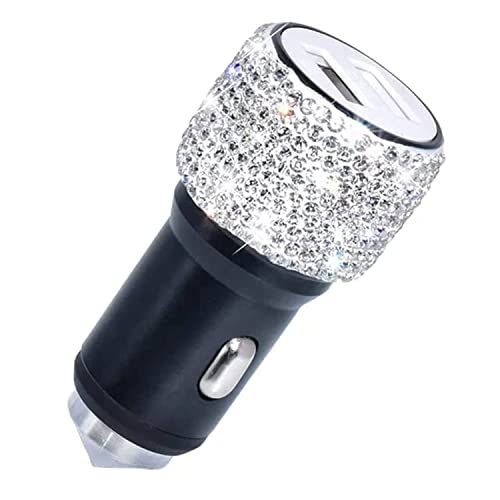 Dual USB Car Charger Bling Bling Handmade Rhinestones Crystal Car Decorations for Fast Charging Car Decors for iPhone, iPad Pro/Air 2/Mini, Samsung Galaxy Note 9 8 S9 S9+ LG Nexus HTC etc