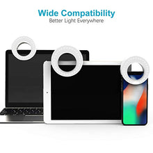 Load image into Gallery viewer, QIAYA Selfie Light Ring Lights LED Circle Light Cell Phone Laptop Camera Photography Video Lighting Clip On Rechargeable
