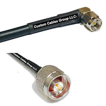 Load image into Gallery viewer, 50 feet RFC195 KSR195 Silver Plated SMA Male Angle to N Male RF Coaxial Cable
