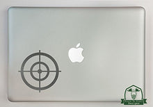 Load image into Gallery viewer, Bullseye Crosshairs Vinyl Decal Sized to Fit A 11&quot; Laptop - Silver Metallic
