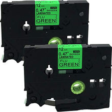 Load image into Gallery viewer, NEOUZA 2PK Compatible for Brother P-Touch Laminated TZe TZ Label Tape Cartridge 12mm x 5m (TZe-D31 Black on Green Fluorescent)

