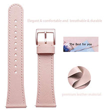 Load image into Gallery viewer, WFEAGL for Fitbit Versa Band, Top Grain Leather Band Replacement Strap for Fitbit Versa/Versa 2 /Versa Lite/Versa SE Fitness Smart Watch(Pink Band+Rose Gold Buckle)
