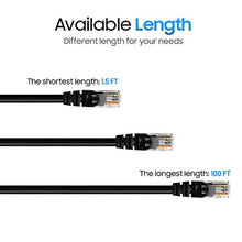 Load image into Gallery viewer, Cmple - Cat6 Patch Cable with Gold-Plated RJ45 Contacts, 10 Gbps - 550 MHz, Cat6 Network Ethernet LAN Cable - 15FT Black
