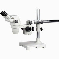AmScope ZM-3B Professional Binocular Stereo Zoom Microscope, EW10x Eyepieces, 6.7X-45X Magnification, 0.67X-4.5X Zoom Objective, Ambient Lighting, Single-Arm Boom Stand