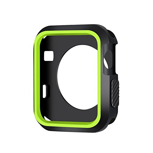 Silicone Sports Bumper Frame Protective Case Cover for Apple Watch Series 4 iWatch 44mm iWatch Soft Protector (Black Green)