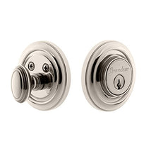 Load image into Gallery viewer, Grandeur 825886 Single Cylinder Deadbolt with Circulaire Plate in Polished Nickel, Double 2.75 Keyed Alike
