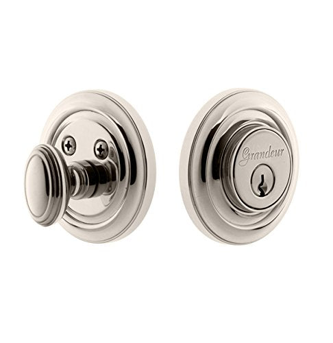 Grandeur 825886 Single Cylinder Deadbolt with Circulaire Plate in Polished Nickel, Double 2.75 Keyed Alike