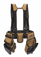 Dickies 4-Piece Carpenter's Rig, Padded Tool Belt Suspenders, Cooling Mesh, Leather Tool Belt, Steel Buckle, Grey/Tan, 3.8 lb.