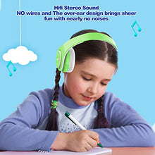 Load image into Gallery viewer, Kids Headphones Bluetooth Wireless 85db Volume Limited Childrens Headset, up to 6-8 Hours Play, Stereo Sound, SD Card Slot, Over-Ear and Build-in Mic Wireless/Wired Headphones for Boys Girls(Green)
