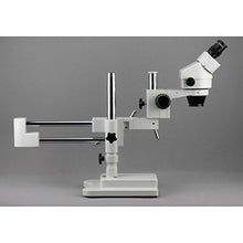 Load image into Gallery viewer, AmScope SM-4BY Professional Binocular Stereo Zoom Microscope, WH10x Eyepieces, 7X-90X Magnification, 0.7X-4.5X Zoom Objective, Ambient Lighting, Double-Arm Boom Stand, Includes 2.0x Barlow Lens
