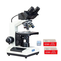 OMAX 40X-2000X Digital Binocular Biological Compound Microscope with Built-in 3.0MP USB Camera and Double Layer Mechanical Stage and 100 Pieces Glass Slides and Covers