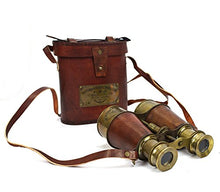 Load image into Gallery viewer, Antique Victorian Marine Brass Leather Binocular Sailor Instrument London 1915 (Orange)
