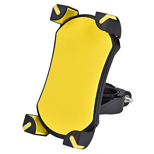 Bike Phone Holder, Motorcycle Bike Bicycle Handlebar for 3.5-6.5inch Cell Phone GPS Mount Holder(Yellow)