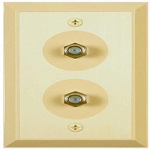 Allen Tel Products AT1029-FF Plastic 2 Ports Single Gang Flush Mount Duplex TV Wall Outlet Jack, Ivory